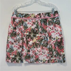 EP Pro Pink Watercolor Floral Knit Pleat Skort Athletic Golf Skirt Size 8